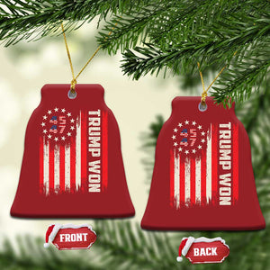 Trump Won 2024 Christmas Ornament 45 47 US President American Flag TS02 Bell Flake Red Print Your Wear