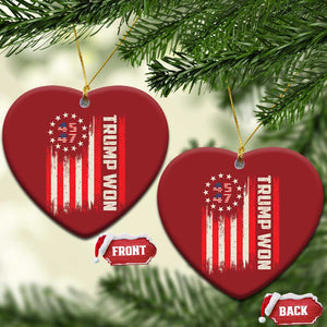 Trump Won 2024 Christmas Ornament 45 47 US President American Flag TS02 Heart Red Print Your Wear