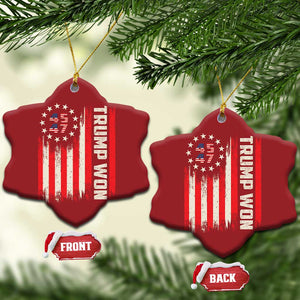 Trump Won 2024 Christmas Ornament 45 47 US President American Flag TS02 Snow Flake Red Print Your Wear