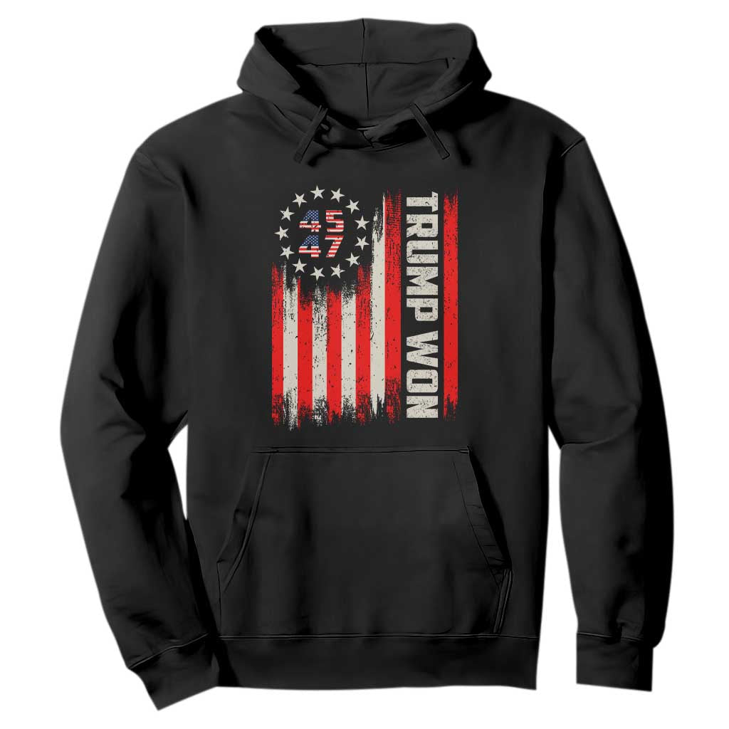 Trump Won 2024 Hoodie 45 47 US President American Flag TS02 Black Print Your Wear