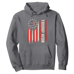 Trump Won 2024 Hoodie 45 47 US President American Flag TS02 Charcoal Print Your Wear