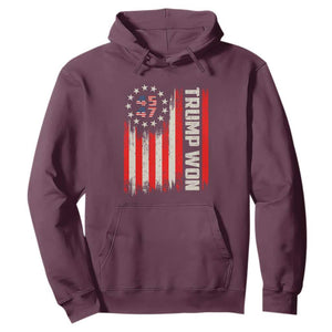 Trump Won 2024 Hoodie 45 47 US President American Flag TS02 Maroon Print Your Wear