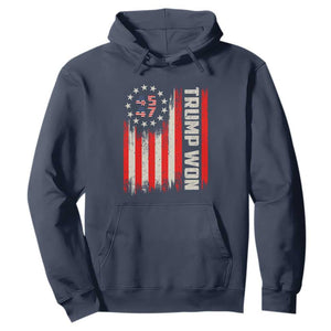 Trump Won 2024 Hoodie 45 47 US President American Flag TS02 Navy Print Your Wear