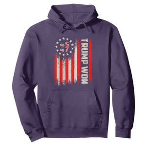 Trump Won 2024 Hoodie 45 47 US President American Flag TS02 Purple Print Your Wear