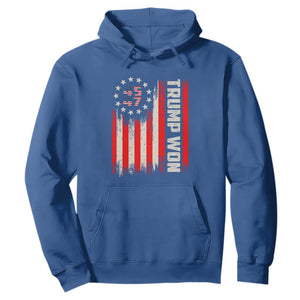 Trump Won 2024 Hoodie 45 47 US President American Flag TS02 Royal Blue Print Your Wear