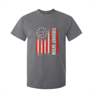 Trump Won 2024 T Shirt For Kid 45 47 US President American Flag TS02 Charcoal Print Your Wear