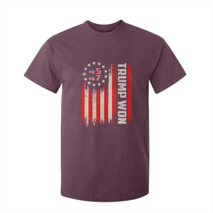 Trump Won 2024 T Shirt For Kid 45 47 US President American Flag TS02 Maroon Print Your Wear