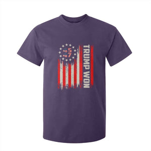 Trump Won 2024 T Shirt For Kid 45 47 US President American Flag TS02 Purple Print Your Wear