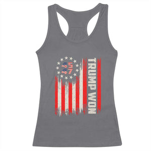 Trump Won 2024 Racerback Tank Top 45 47 US President American Flag TS02 Charcoal Print Your Wear