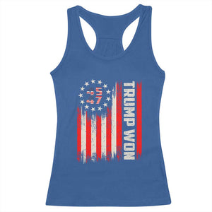 Trump Won 2024 Racerback Tank Top 45 47 US President American Flag TS02 Royal Blue Print Your Wear