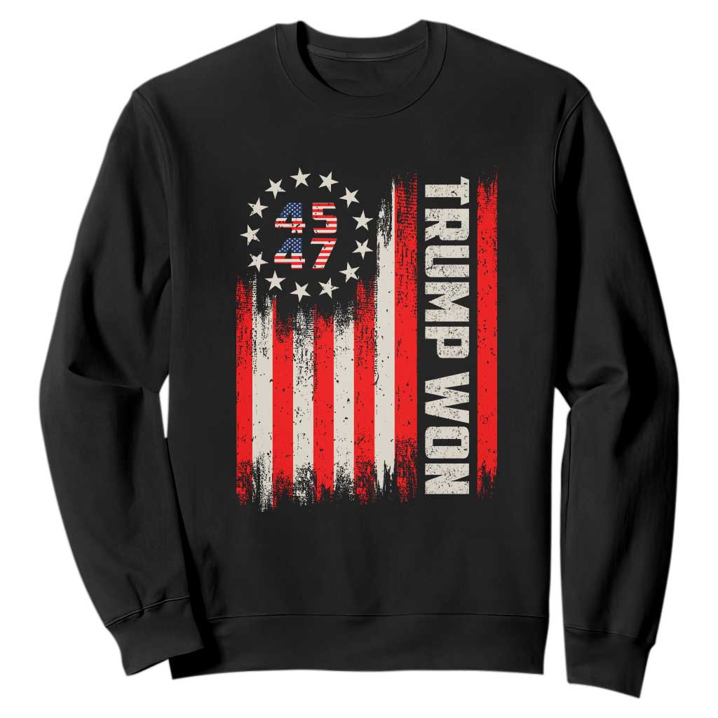 Trump Won 2024 Sweatshirt 45 47 US President American Flag TS02 Black Print Your Wear