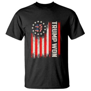 Trump Won 2024 T Shirt 45 47 US President American Flag TS02 Black Print Your Wear