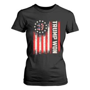 Trump Won 2024 T Shirt For Women 45 47 US President American Flag TS02 Black Print Your Wear