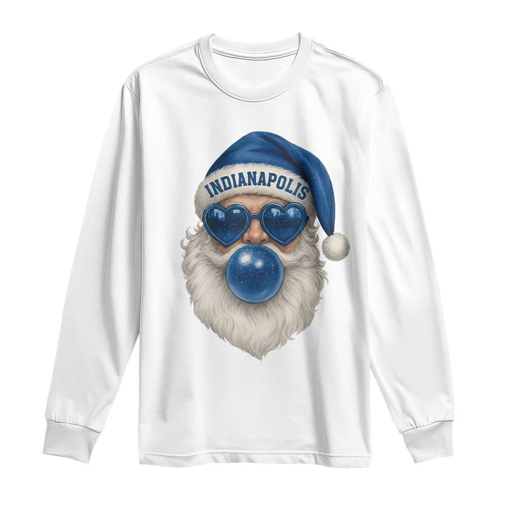 Funny Blue Bubble Santa Indianapolis Long Sleeve Shirt Retro Nostalgic Christmas Holiday Gift TS02 White Print Your Wear