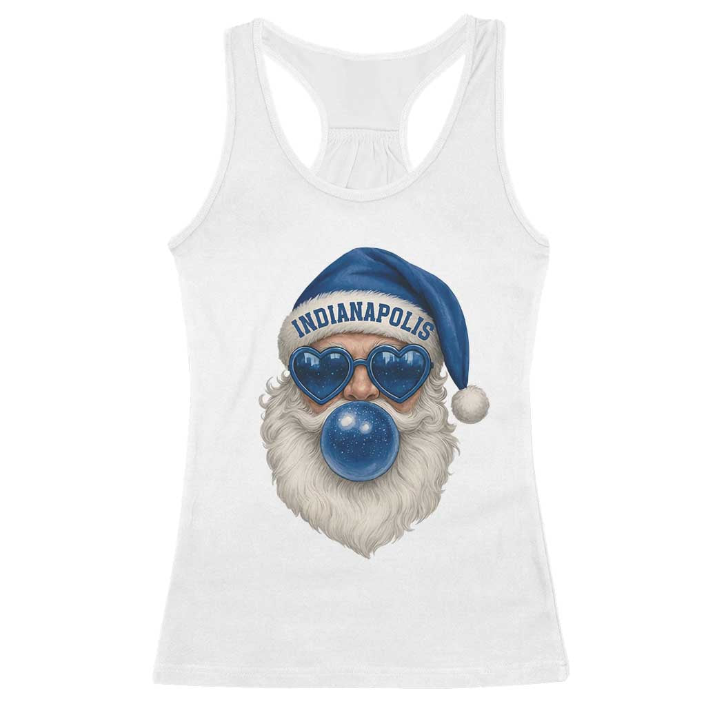 Funny Blue Bubble Santa Indianapolis Racerback Tank Top Retro Nostalgic Christmas Holiday Gift TS02 White Print Your Wear