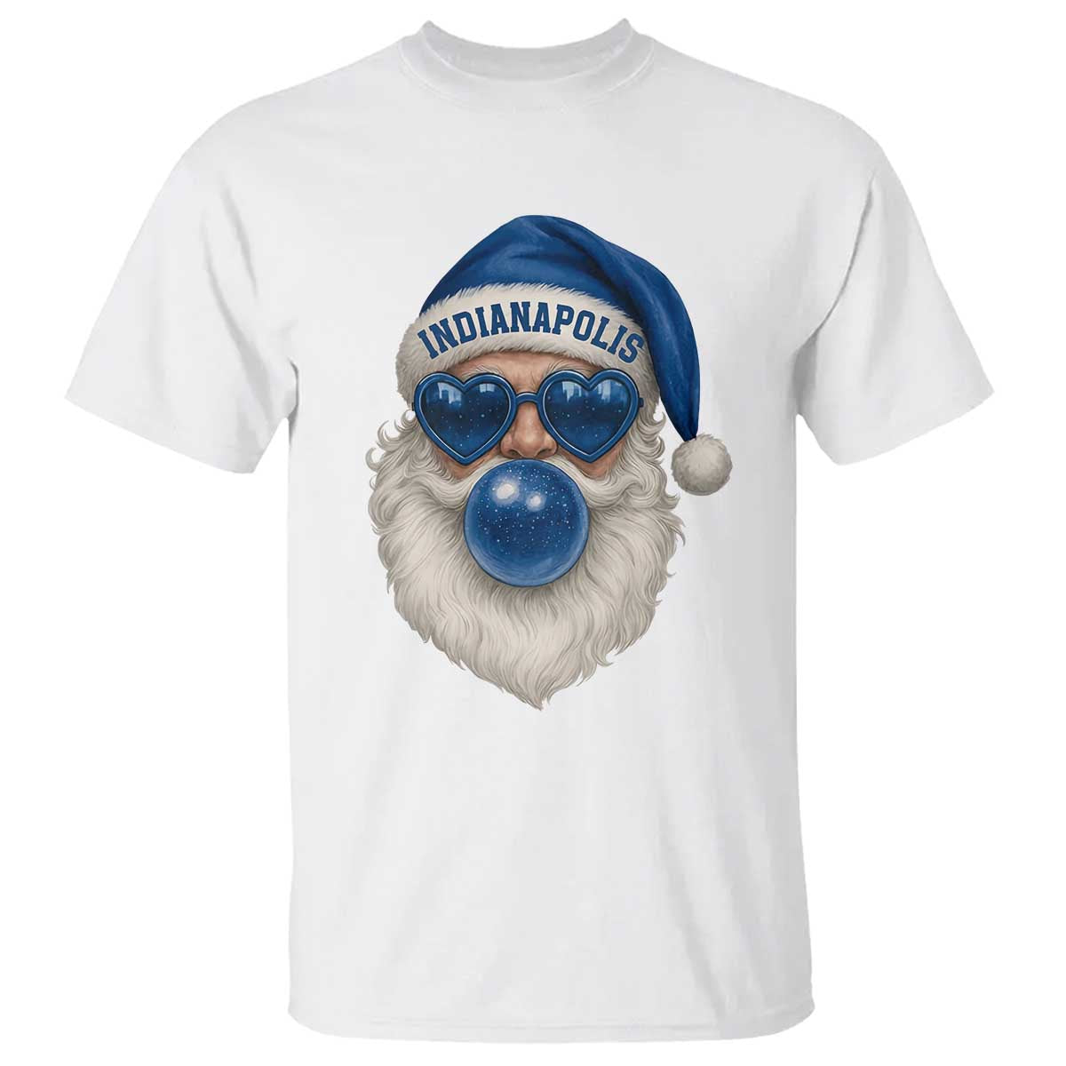 Funny Blue Bubble Santa Indianapolis T Shirt Retro Nostalgic Christmas Holiday Gift TS02 White Print Your Wear