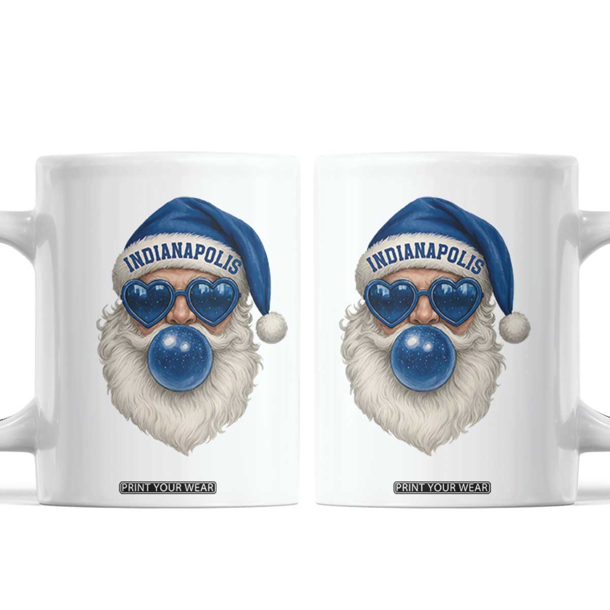 Funny Blue Bubble Santa Indianapolis Coffee Mug Retro Nostalgic Christmas Holiday Gift TS02 White Print Your Wear