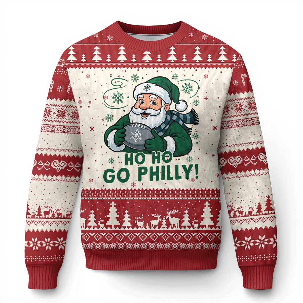 Funny Green Santa Ho Ho Go Philly Ugly Christmas Sweater Retro Nostalgic Philadelphia Pride Christmas Gift TS02 Beige Red Print Your Wear