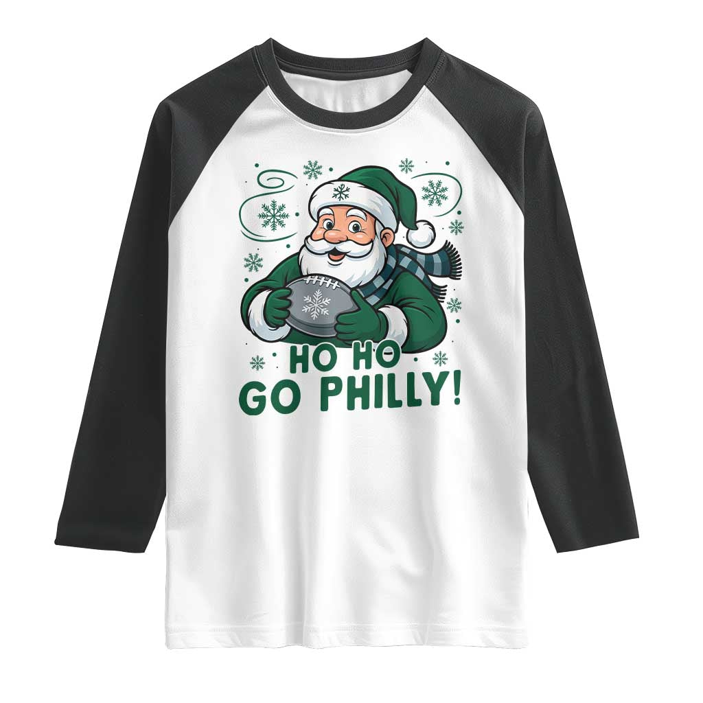 Funny Green Santa Ho Ho Go Philly Raglan Shirt Retro Nostalgic Philadelphia Pride Christmas Gift TS02 White Black Print Your Wear
