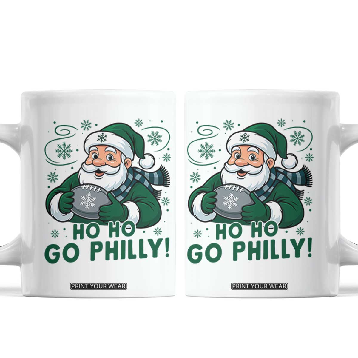 Funny Green Santa Ho Ho Go Philly Coffee Mug Retro Nostalgic Philadelphia Pride Christmas Gift TS02 White Print Your Wear