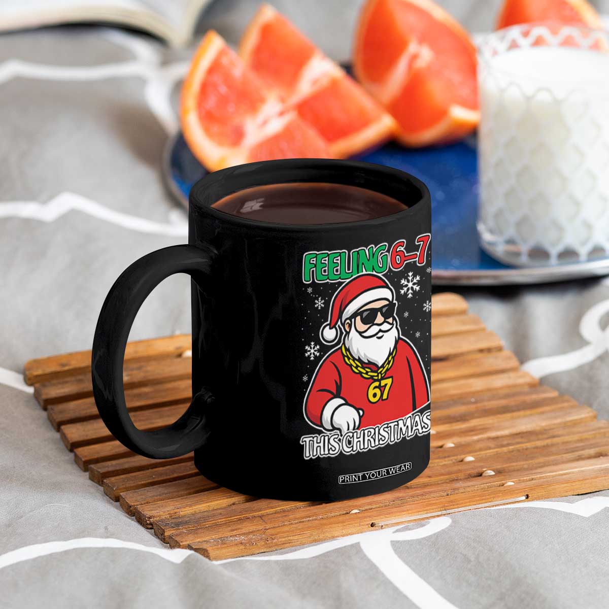Feeling 67 This Christmas Coffee Mug Funny Cool Santa Six Seven Meme Holiday TS02 Print Your Wear
