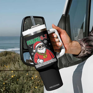 Feeling 67 This Christmas Tumbler With Handle Funny Cool Santa Six Seven Meme Holiday TS02 Print Your Wear
