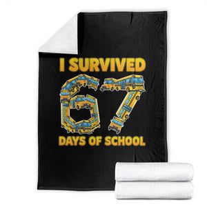 Funny School Bus Driver Throw Blanket I Survived 67 Days of School TS02 Black Print Your Wear