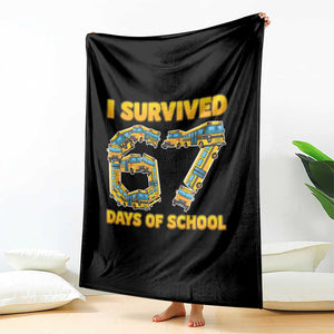 Funny School Bus Driver Throw Blanket I Survived 67 Days of School TS02 Print Your Wear