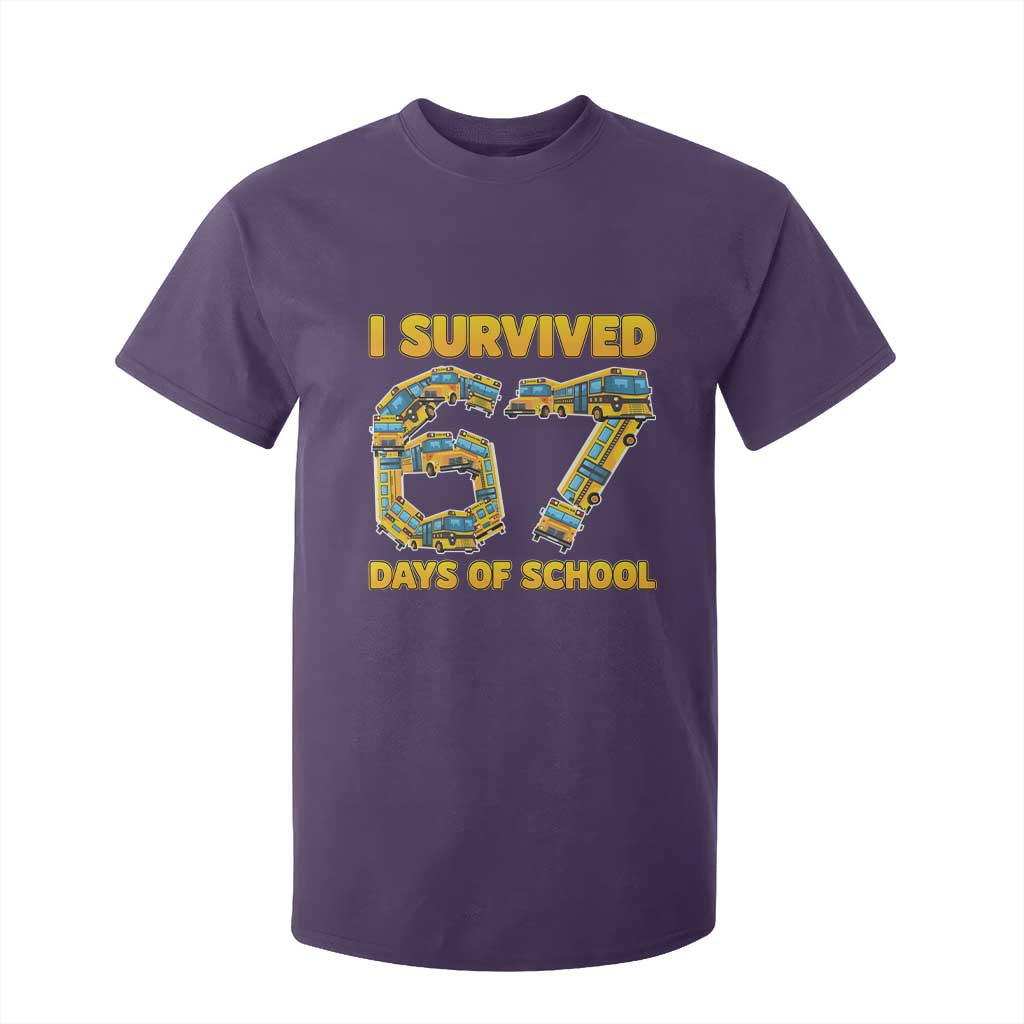 Funny School Bus Driver T Shirt For Kid I Survived 67 Days of School TS02 Purple Print Your Wear