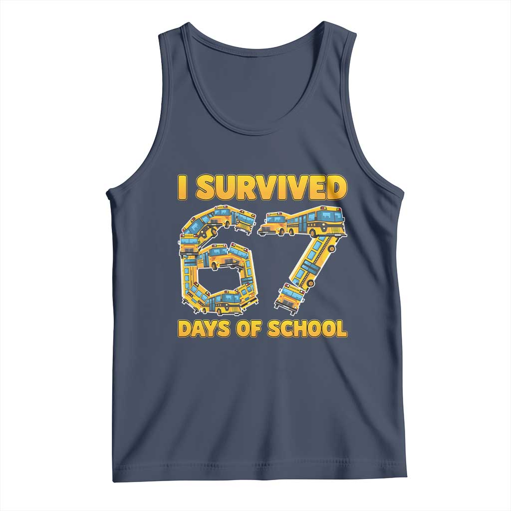 Funny School Bus Driver Tank Top I Survived 67 Days of School TS02 Navy Print Your Wear