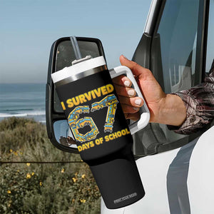 Funny School Bus Driver Tumbler With Handle I Survived 67 Days of School TS02 Print Your Wear