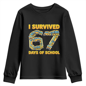 Funny School Bus Driver Youth Sweatshirt I Survived 67 Days of School TS02 Black Print Your Wear