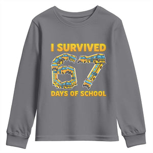 Funny School Bus Driver Youth Sweatshirt I Survived 67 Days of School TS02 Charcoal Print Your Wear