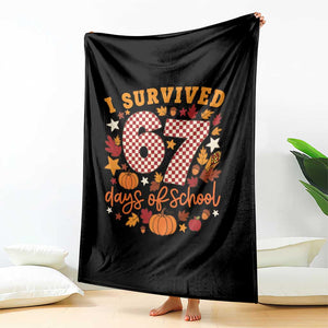 I Survived 67 Days of School Throw Blanket Autumn Fall Leaves Back To School TS02 Print Your Wear