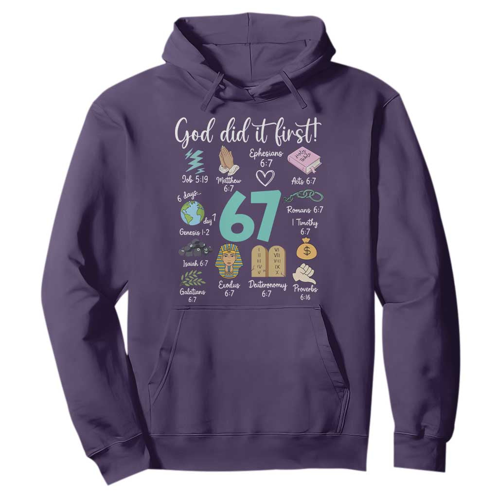 God Did It First 6 7 Hoodie Funny Christian Bible Verse Meme 67 References TS02 Purple Print Your Wear
