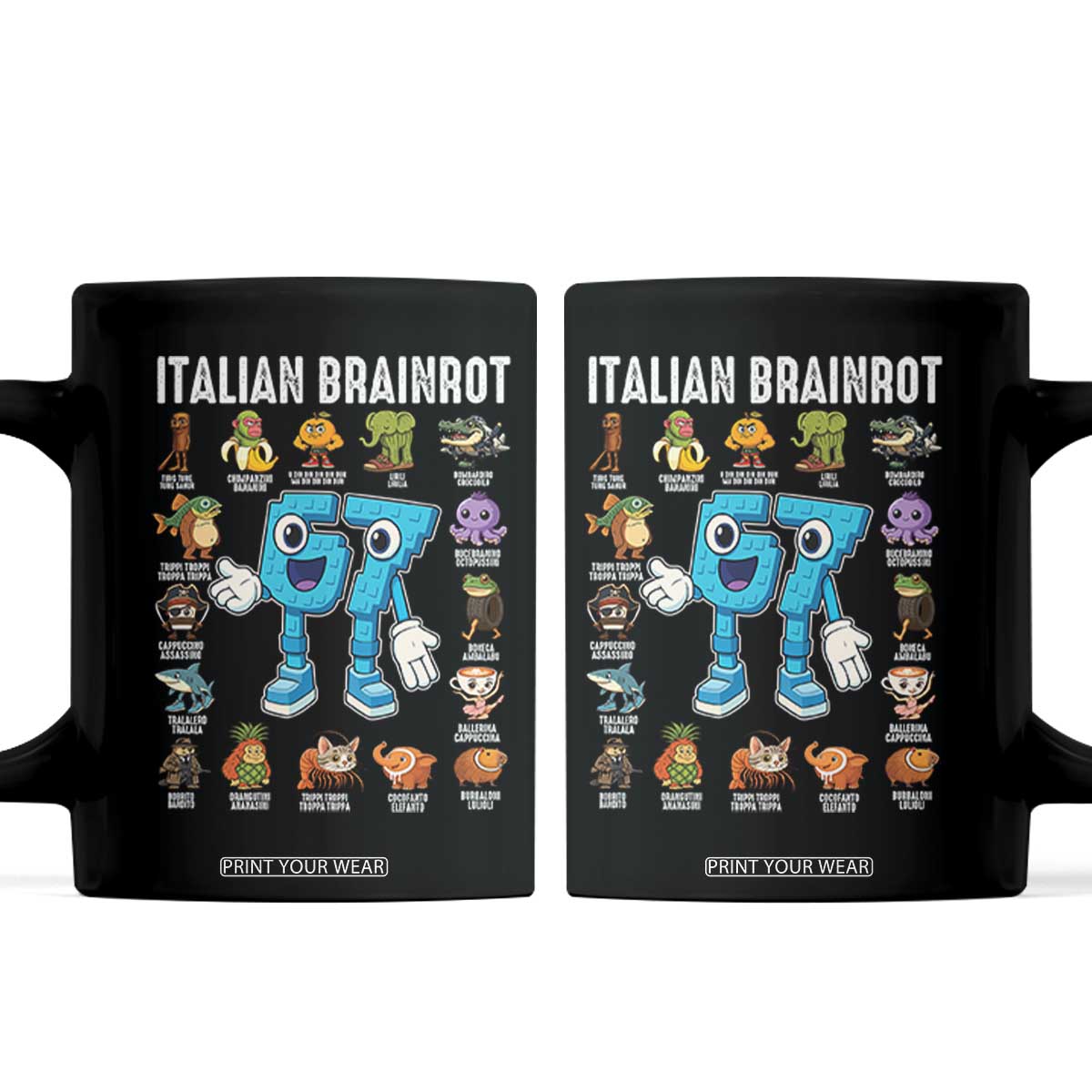 Italian Brainrot 67 Meme Coffee Mug Funny Six Seven Absurdist Viral Chaoscore Internet Humor Addicts TS02 Black Print Your Wear