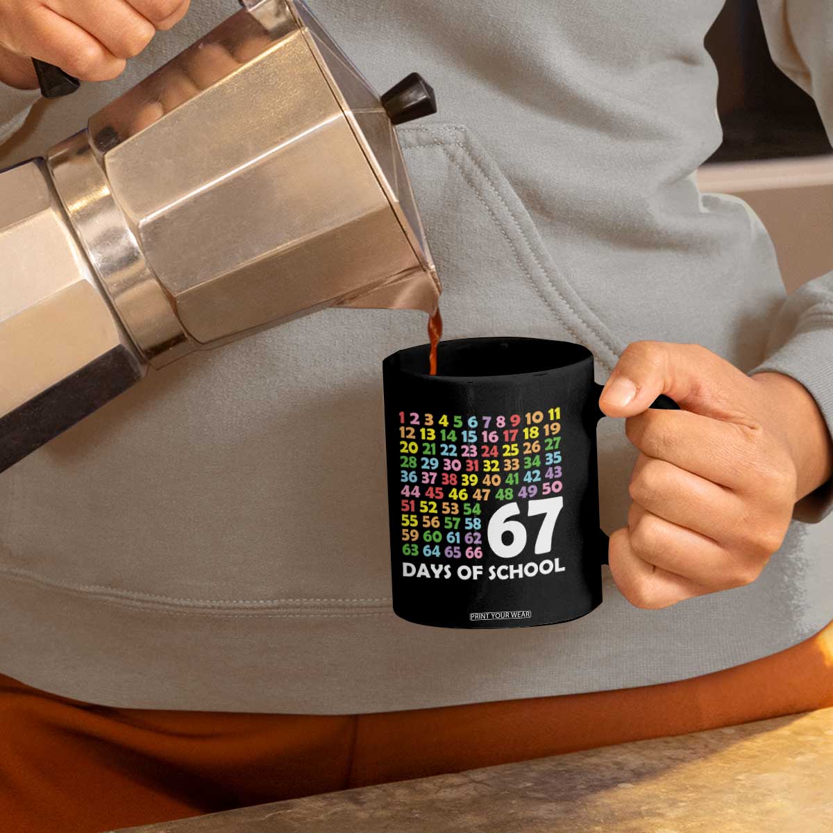 67 Days of School Coffee Mug Colorful Countdown Grid Milestone Classroom Fun TS02 Print Your Wear