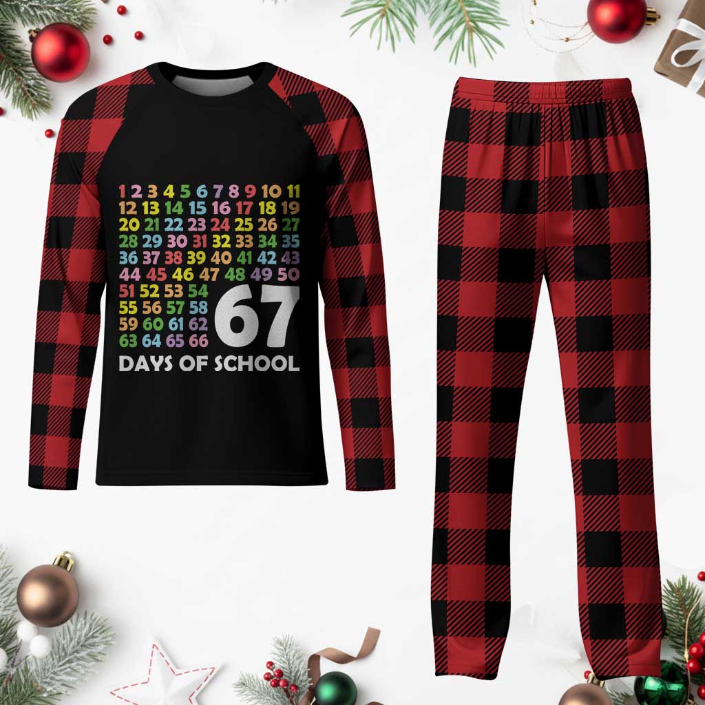 67 Days of School Plaid Pajama Set Colorful Countdown Grid Milestone Classroom Fun TS02 Buffalo Plaid Print Your Wear