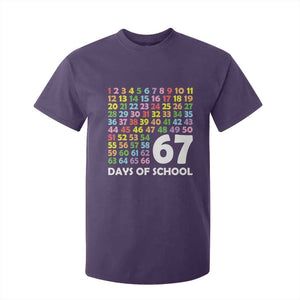 67 Days of School T Shirt For Kid Colorful Countdown Grid Milestone Classroom Fun TS02 Purple Print Your Wear