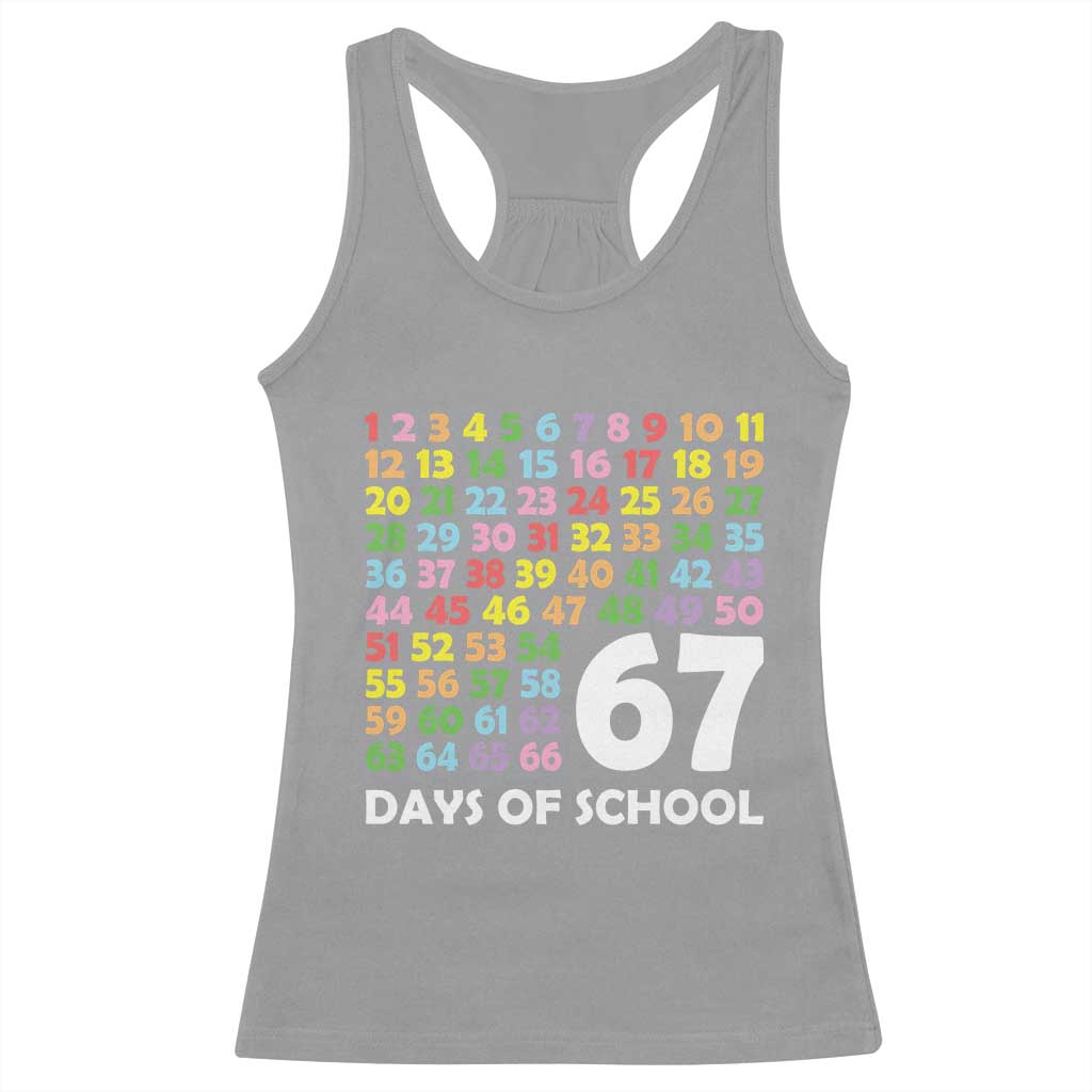 67 Days of School Racerback Tank Top Colorful Countdown Grid Milestone Classroom Fun TS02 Sport Gray Print Your Wear