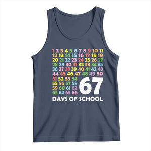 67 Days of School Tank Top Colorful Countdown Grid Milestone Classroom Fun TS02 Navy Print Your Wear
