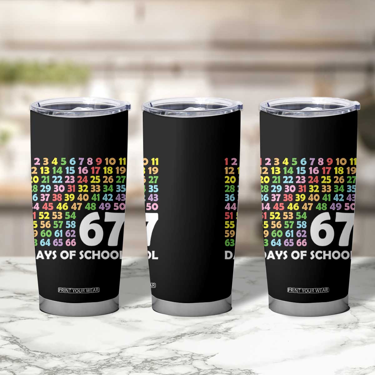 67 Days of School Tumbler Cup Colorful Countdown Grid Milestone Classroom Fun TS02 Print Your Wear