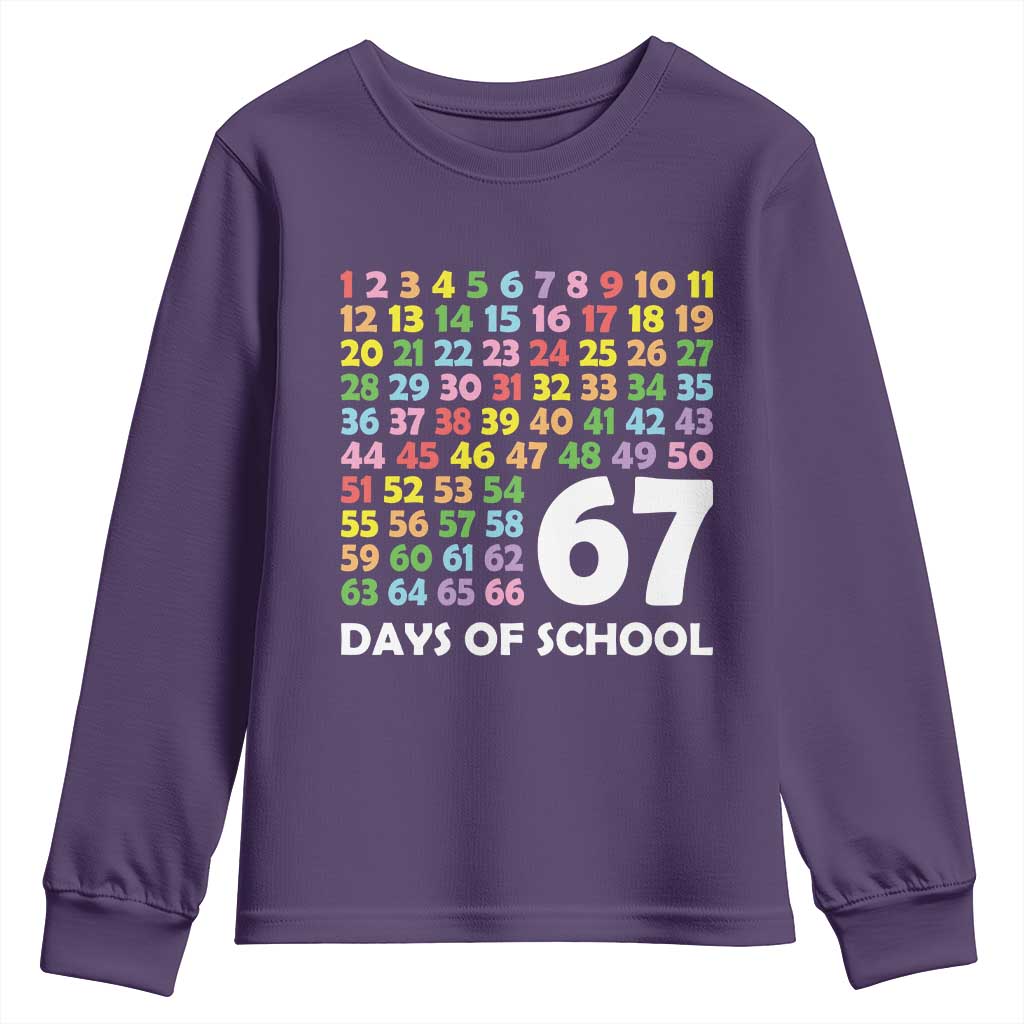 67 Days of School Youth Sweatshirt Colorful Countdown Grid Milestone Classroom Fun TS02 Purple Print Your Wear