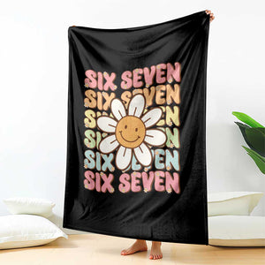 Six Seven Flower Power Throw Blanket Viral 67 Meme with Retro Daisy TS02 Print Your Wear