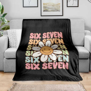 Six Seven Flower Power Throw Blanket Viral 67 Meme with Retro Daisy TS02 Print Your Wear