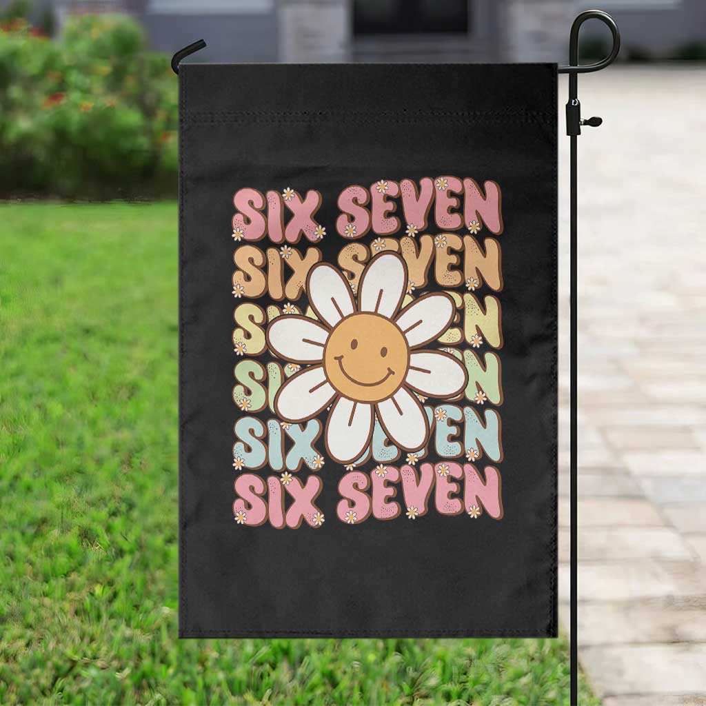 Six Seven Flower Power Garden Flag Viral 67 Meme with Retro Daisy TS02 Print Your Wear