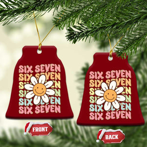 Six Seven Flower Power Ceramic Ornament Viral 67 Meme with Retro Daisy TS02 Print Your Wear