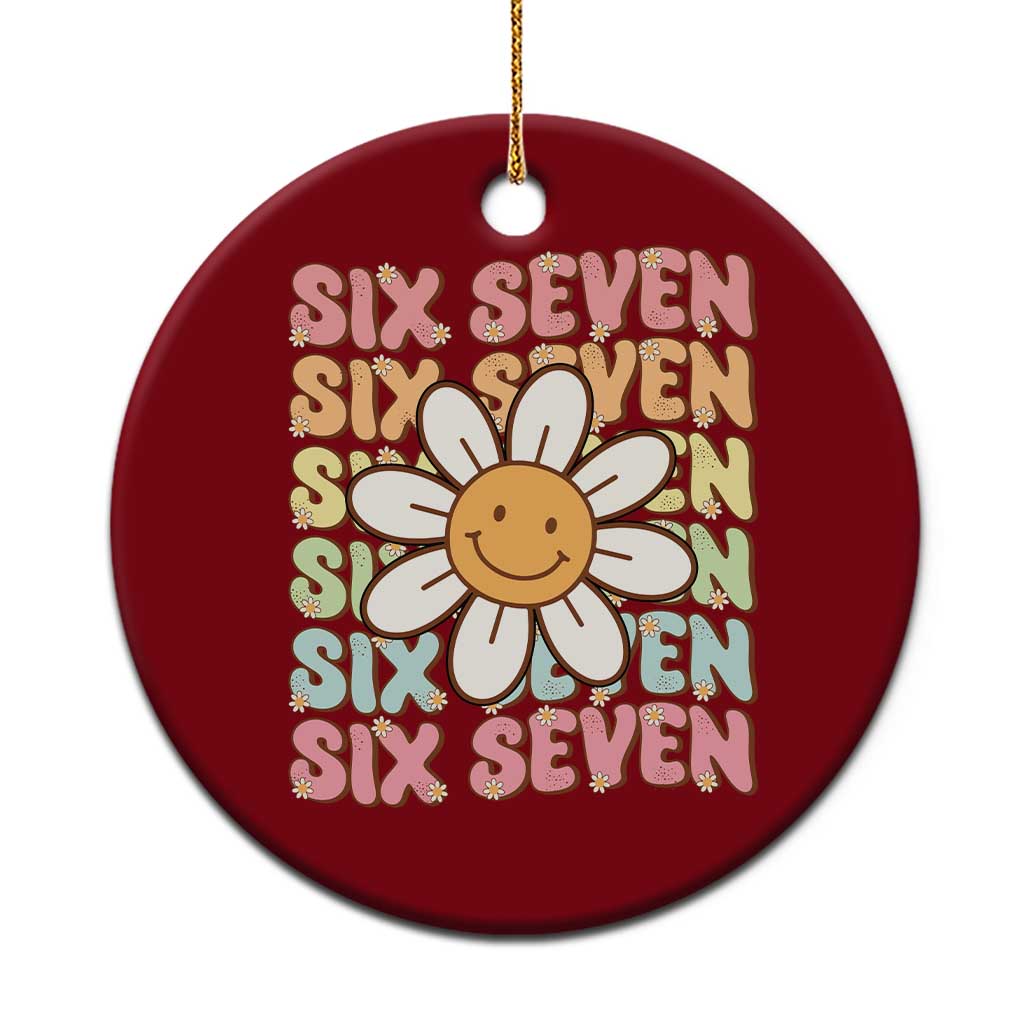 Six Seven Flower Power Ceramic Ornament Viral 67 Meme with Retro Daisy TS02 1pc Red Print Your Wear