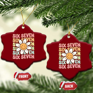 Six Seven Flower Power Ceramic Ornament Viral 67 Meme with Retro Daisy TS02 Print Your Wear