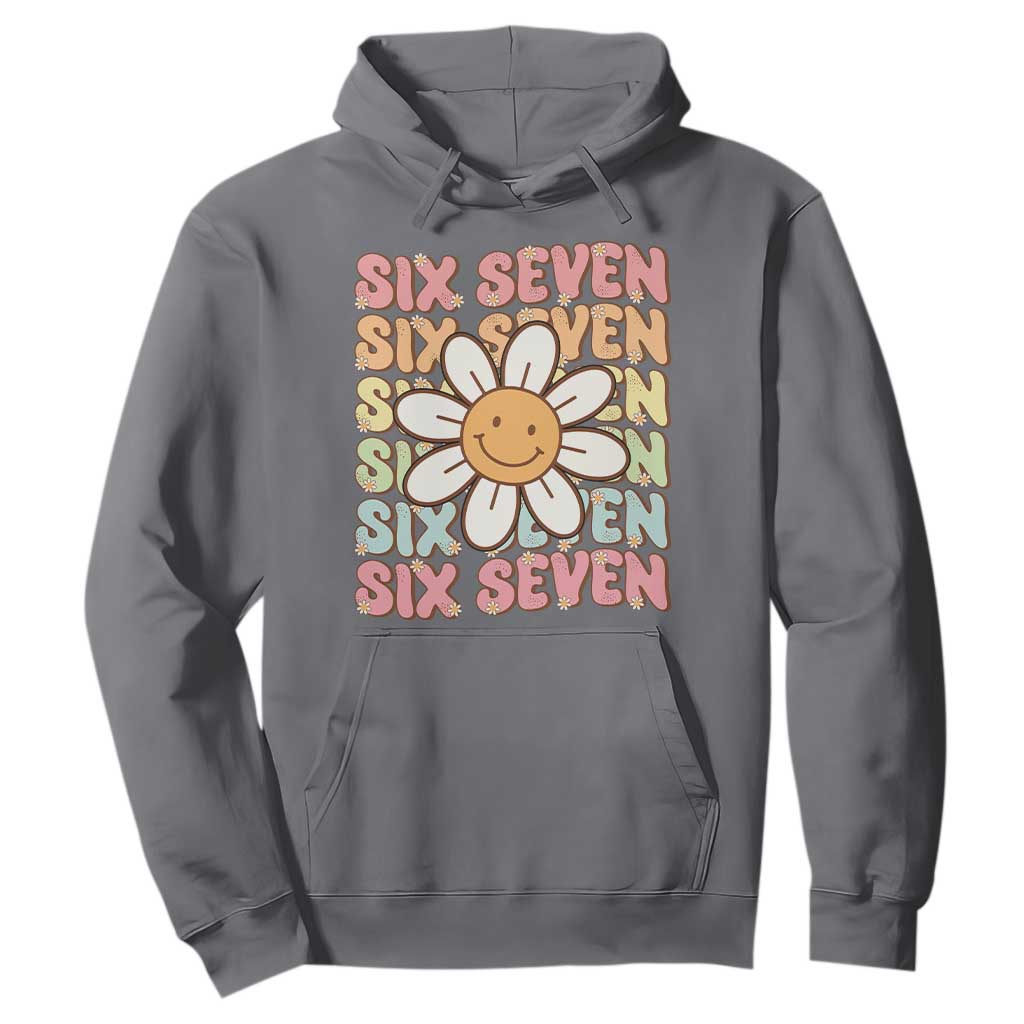 Six Seven Flower Power Hoodie Viral 67 Meme with Retro Daisy TS02 Charcoal Print Your Wear